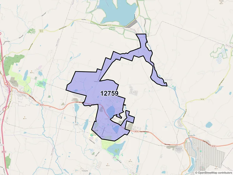 Map of ZIP Code 12759 — Loch Sheldrake, NY
