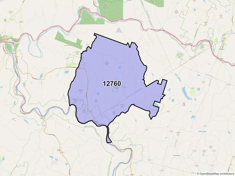 Map of ZIP Code 12760 — Long Eddy, NY