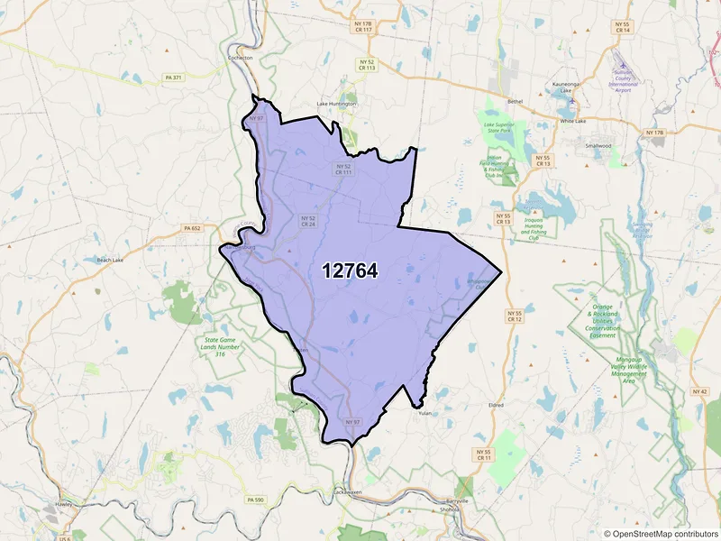 Map of ZIP Code 12764 — Narrowsburg, NY