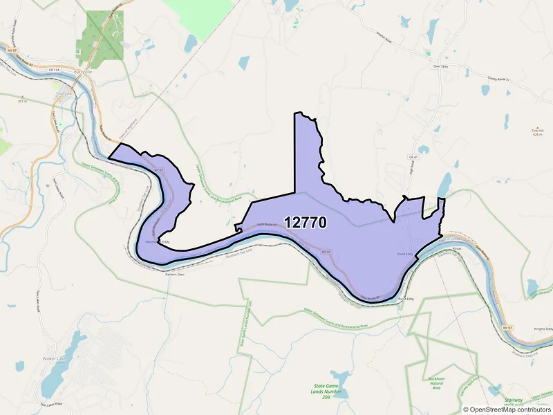 Map of ZIP Code 12770 — Pond Eddy, NY