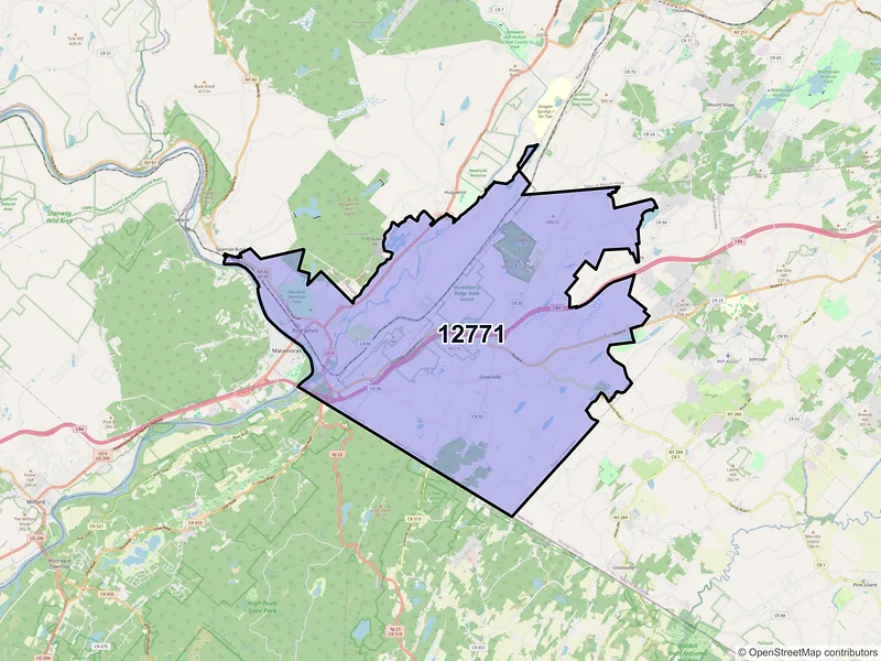 Map of ZIP Code 12771 — Port Jervis, NY