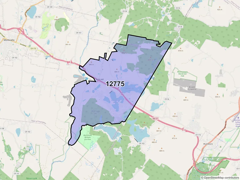 Map of ZIP Code 12775 — Rock Hill, NY