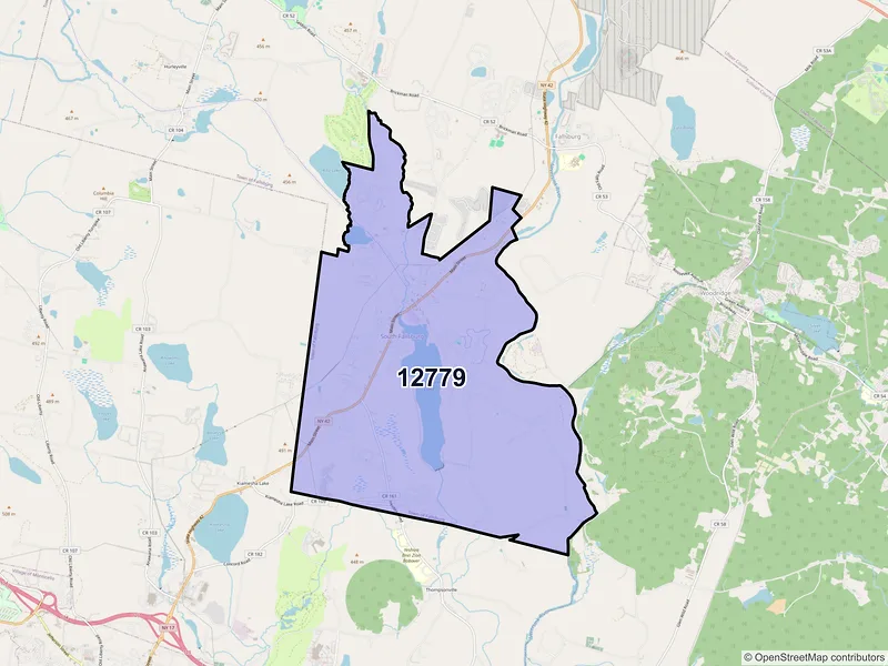 Map of ZIP Code 12779 — South Fallsburg, NY