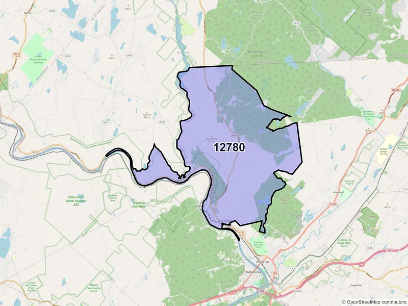 Map of Sparrow Bush, New York and ZIP codes