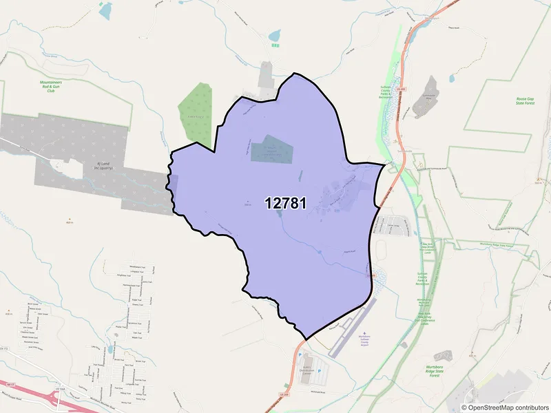 Map of Summitville, New York and ZIP codes