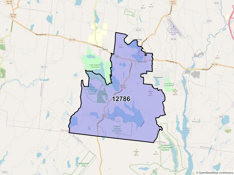 Map of ZIP Code 12786 — White Lake, NY