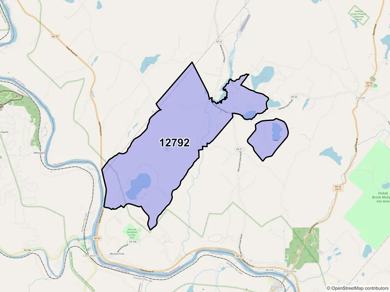 Map of Yulan, New York and ZIP codes
