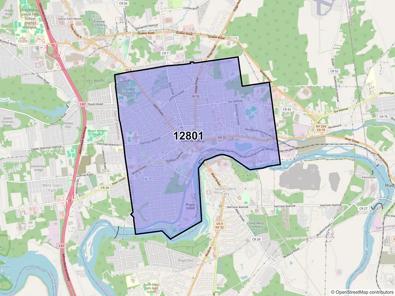 Map of ZIP Code 12801 — Glens Falls, NY