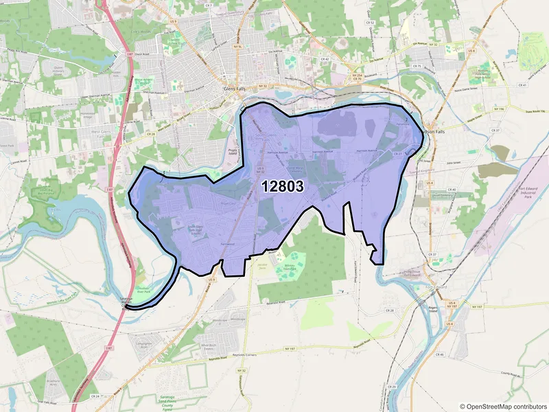 Map of ZIP Code 12803 — South Glens Falls, NY