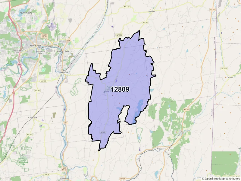Map of Argyle, New York and ZIP codes