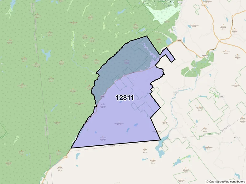 Map of Bakers Mills, New York and ZIP codes