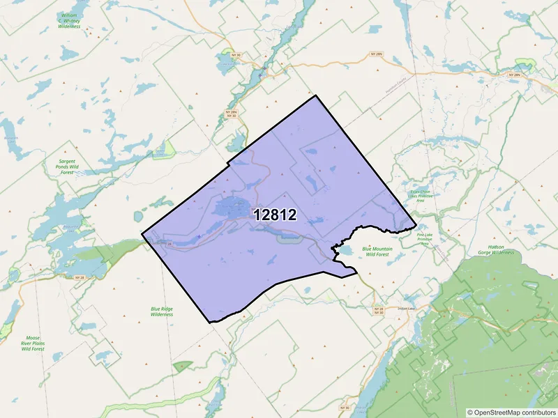 Map of ZIP Code 12812 — Blue Mountain Lake, NY