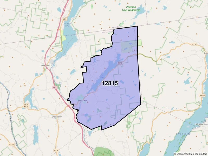 Map of ZIP Code 12815 — Brant Lake, NY