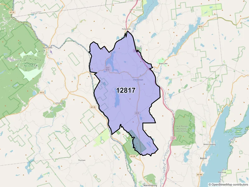 Map of ZIP Code 12817 — Chestertown, NY