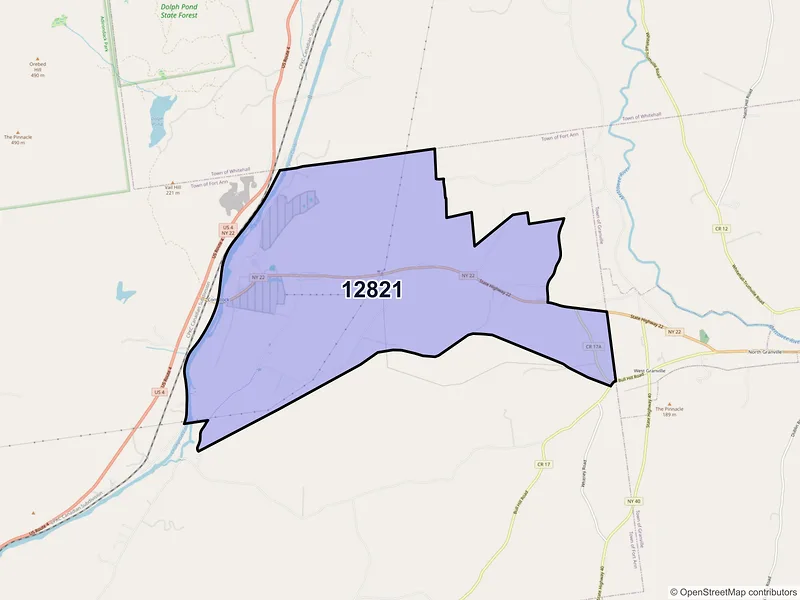 Map of ZIP Code 12821 — Comstock, NY