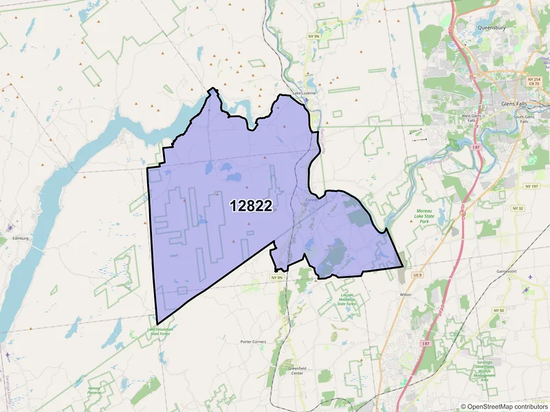 Map of ZIP Code 12822 — Corinth, NY