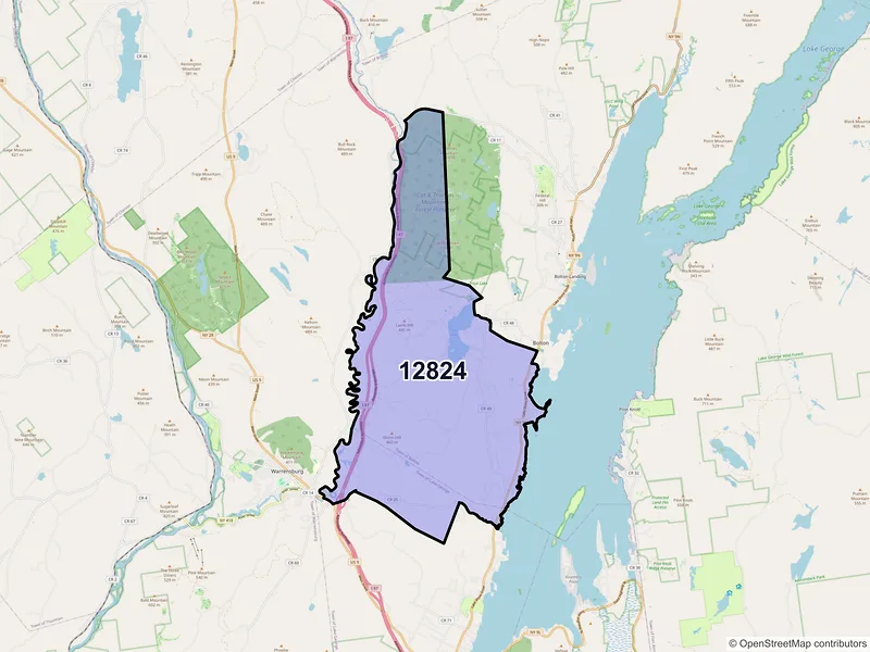 Map of ZIP Code 12824 — Diamond Point, NY