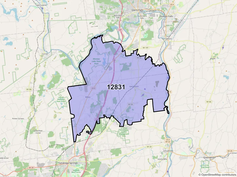 Map of ZIP Code 12831 — Gansevoort, NY