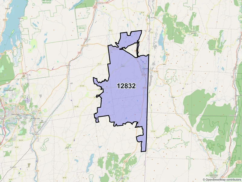 Map of ZIP Code 12832 — Granville, NY