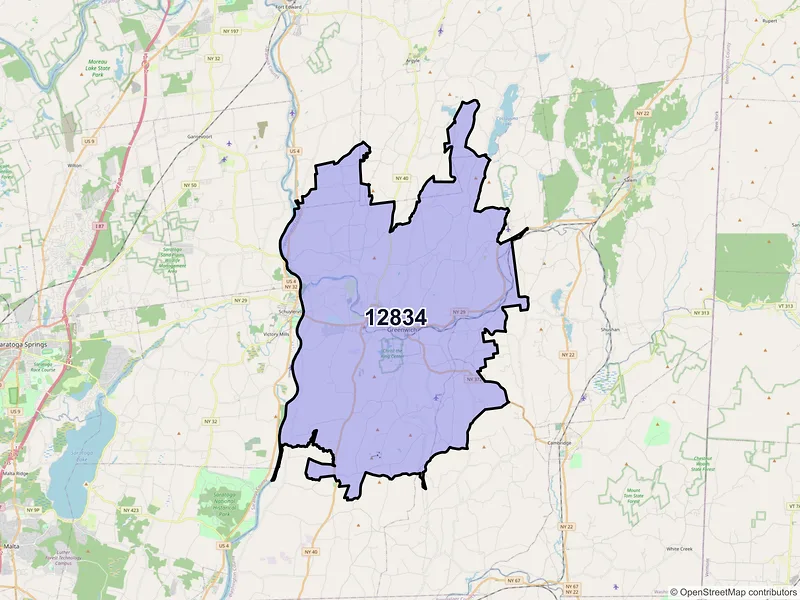 Map of ZIP Code 12834 — Greenwich, NY