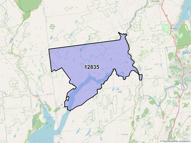 Map of ZIP Code 12835 — Hadley, NY