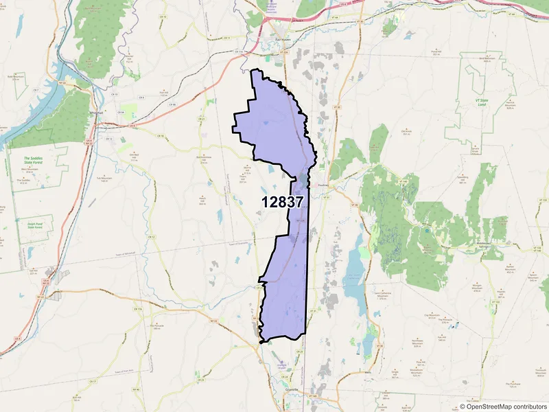 Map of ZIP Code 12837 — Hampton, NY