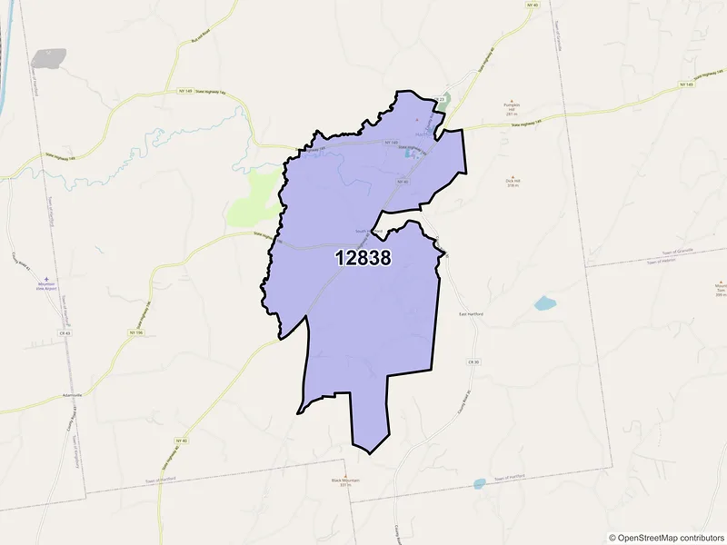 Map of ZIP Code 12838 — Hartford, NY