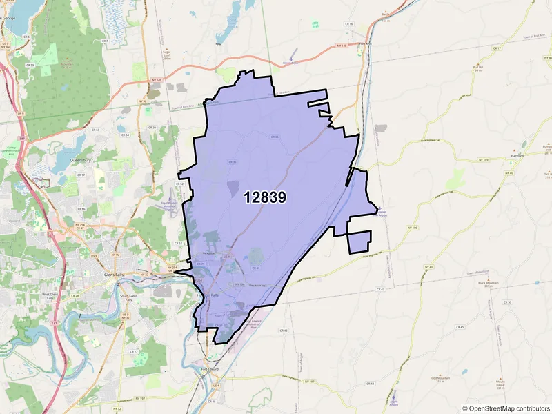 Map of ZIP Code 12839 — Hudson Falls, NY