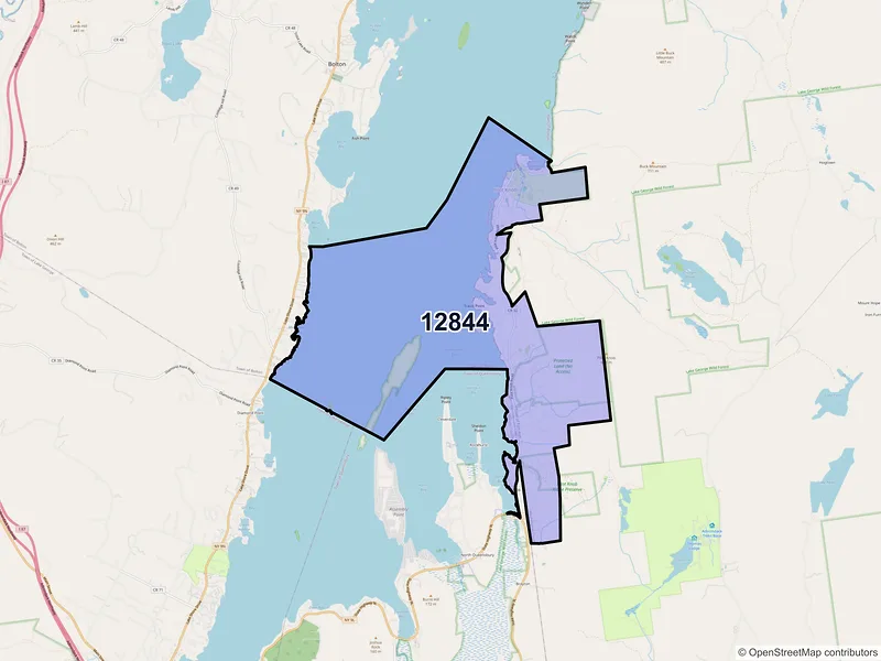 Map of Kattskill Bay, New York and ZIP codes