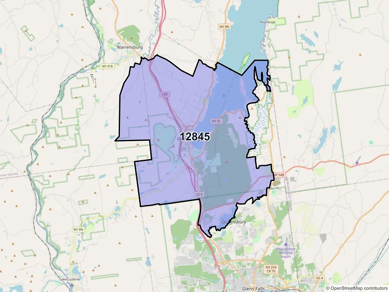 Map of ZIP Code 12845 — Lake George, NY