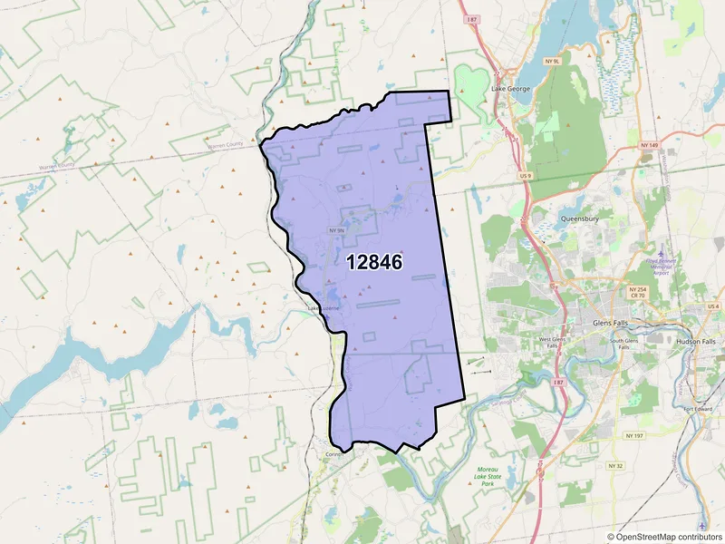 Map of Lake Luzerne, New York and ZIP codes
