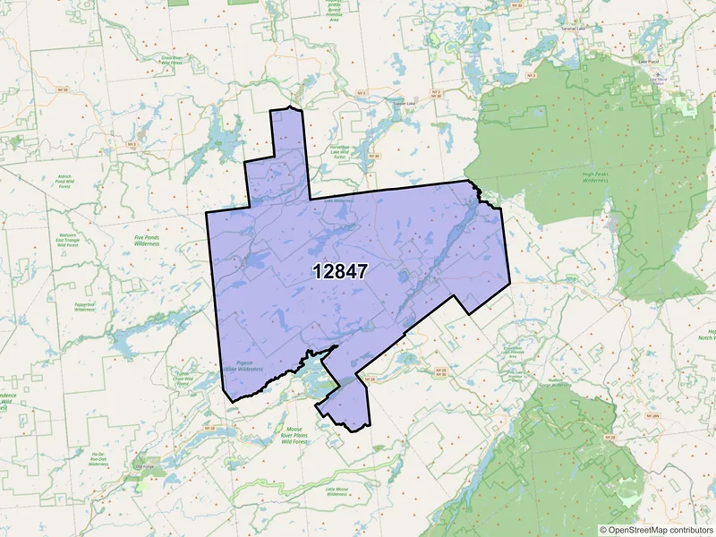 Map of ZIP Code 12847 — Long Lake, NY