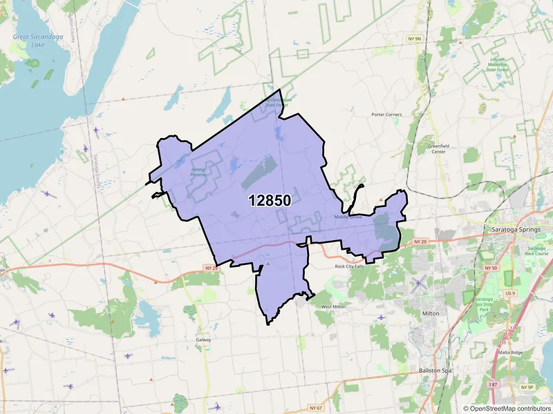 Map of ZIP Code 12850 — Middle Grove, NY