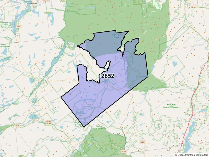 Map of ZIP Code 12852 — Newcomb, NY