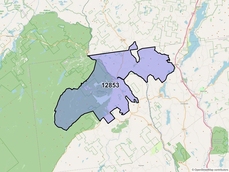 Map of ZIP Code 12853 — North Creek, NY