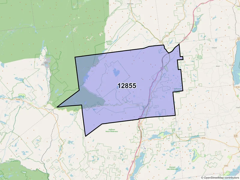 Map of North Hudson, New York and ZIP codes