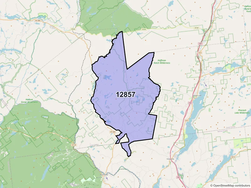 Map of ZIP Code 12857 — Olmstedville, NY