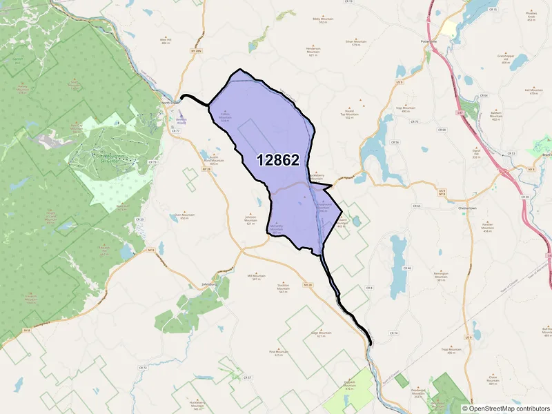 Map of Riparius, New York and ZIP codes