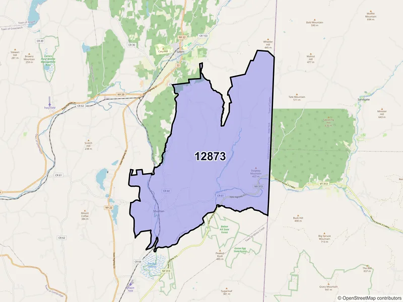 Map of ZIP Code 12873 — Shushan, NY