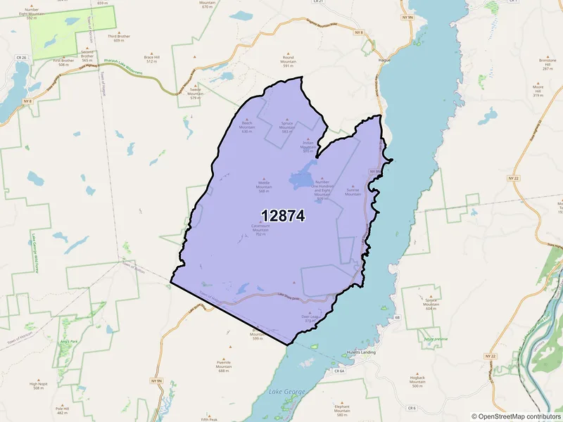 Map of ZIP Code 12874 — Silver Bay, NY