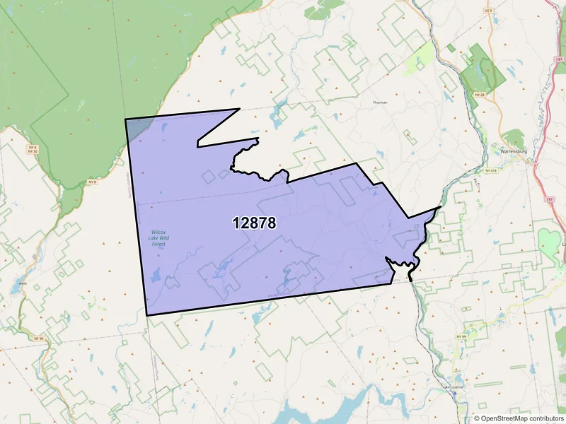 Map of ZIP Code 12878 — Stony Creek, NY
