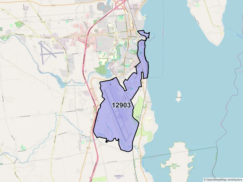 Map of ZIP Code 12903 — Plattsburgh, NY
