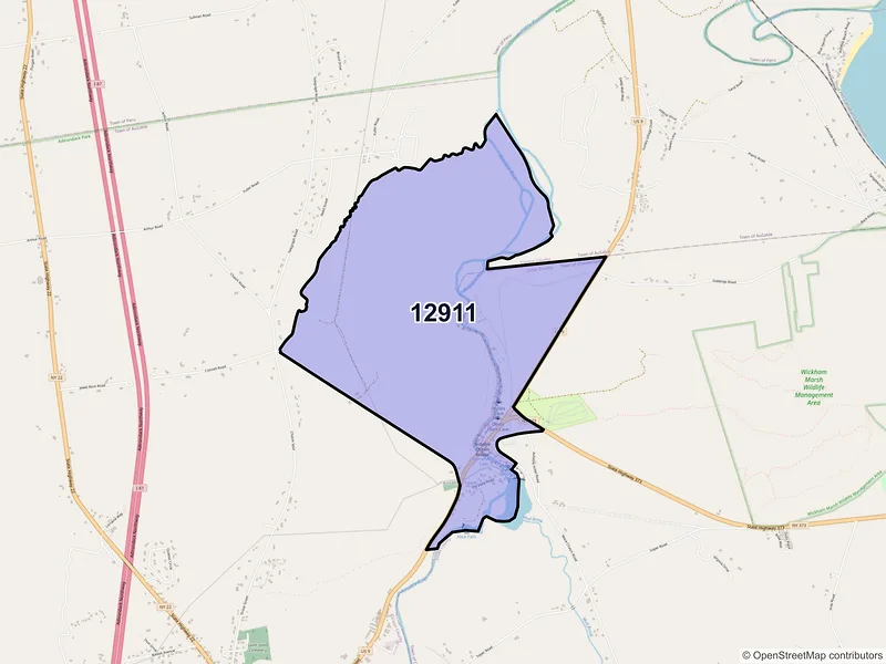 Map of ZIP Code 12911 — Keeseville, NY