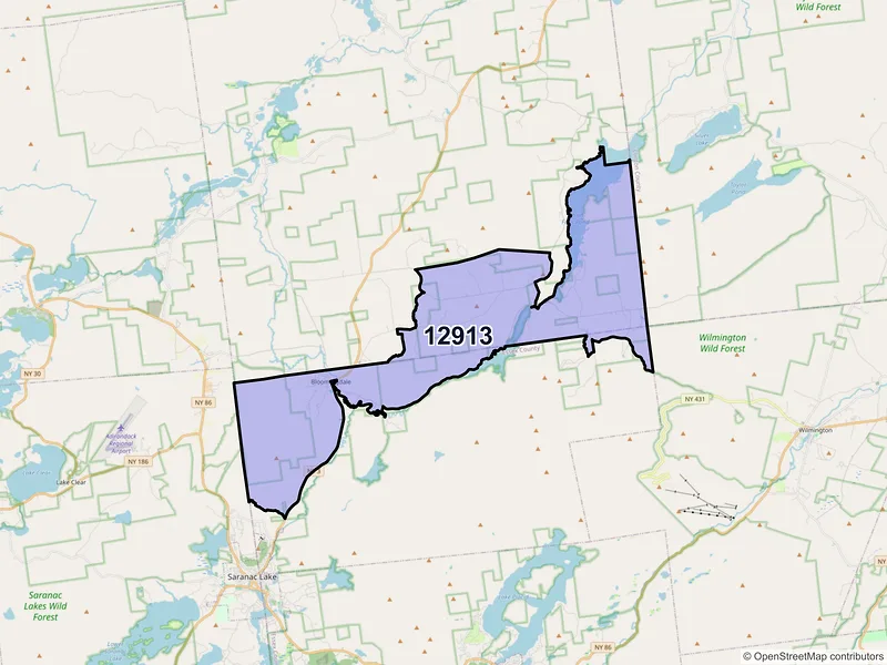 Map of ZIP Code 12913 — Bloomingdale, NY
