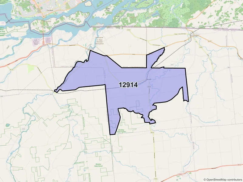 Map of ZIP Code 12914 — Bombay, NY