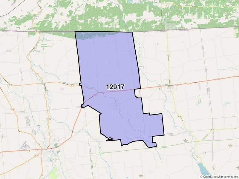 Map of ZIP Code 12917 — Burke, NY