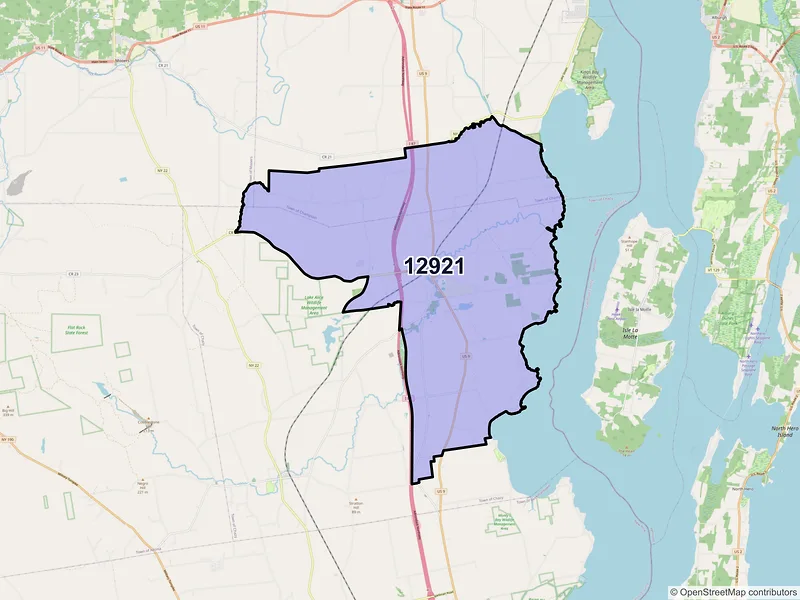 Map of ZIP Code 12921 — Chazy, NY