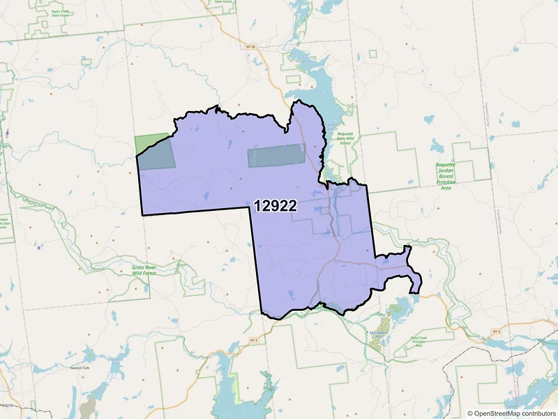 Map of ZIP Code 12922 — Childwold, NY
