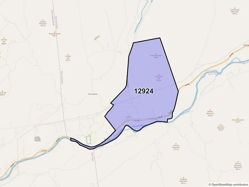 Map of ZIP Code 12924 — Keeseville, NY
