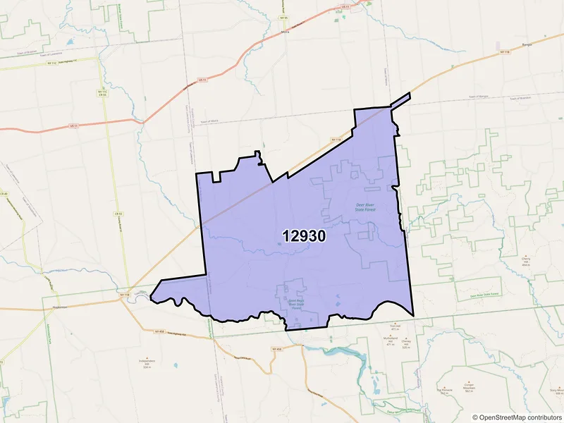 Map of ZIP Code 12930 — Dickinson Center, NY